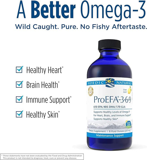 Image of benefits from NORDIC NATURALS ProEFA-3.6.9 Liquid Lemon (48 serves) 237ml